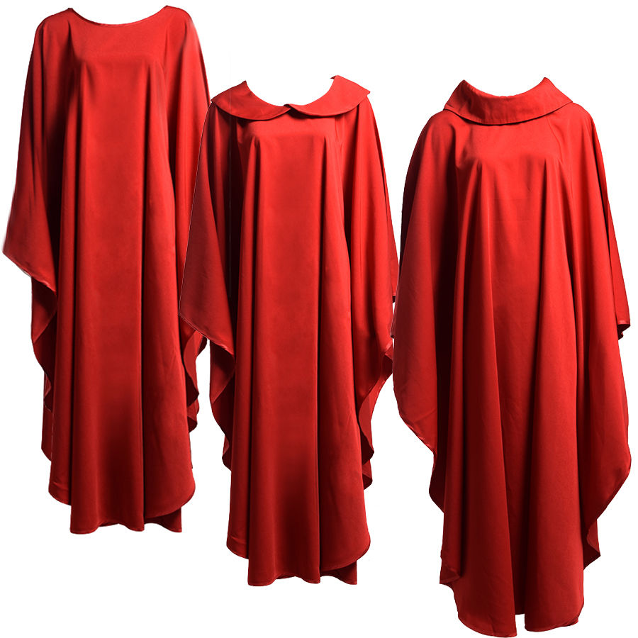 Catholic Church Costumes Holy Religion Clergy Red Priest Solid Chasuble Vestment 3 styles Religions Formal Robe-image-373636256