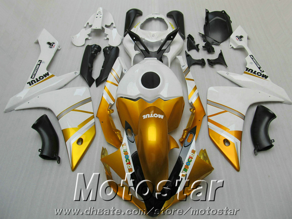 

NEW Fairings for YAMAHA YZF R1 2007 2008 golden white black motorcycle fairing kits YZF-R1 07 08 ER7 + 7 gifts, Same as the picture shows