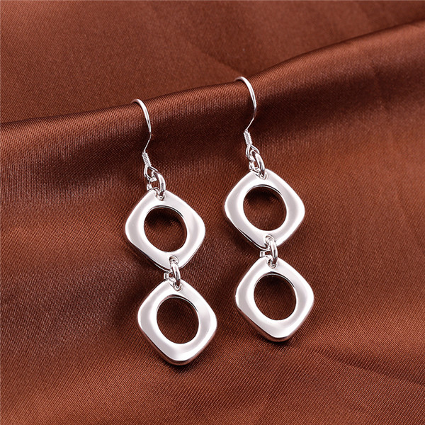 

Brand new sterling silver plate Double Quartet earrings DFMSE024,women's 925 silver Dangle Chandelier earrings 10 pairs a lot