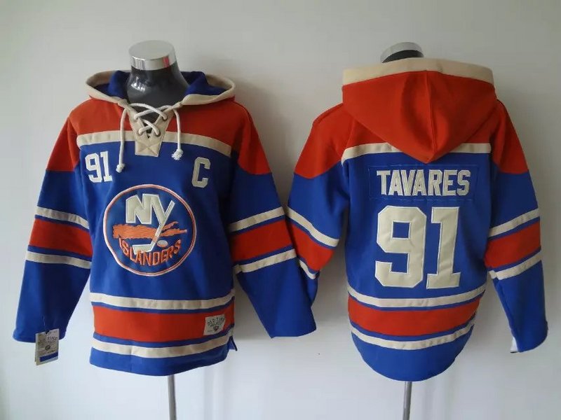 

Top Quality ! New York Islanders Old Time Hockey Jerseys #91 John Tavares Blue Black Hoodie Pullover Sports Sweatshirts Winter Jacket