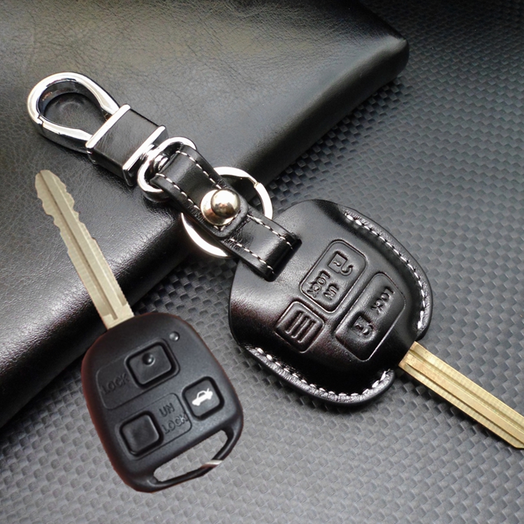 

leather lexus 2 3 Buttons Car Key Shell Case cover for Toyota Corolla RAV4 PRADO YARIS land cruiser key holder wallet keychain accessories, Buttons and colours