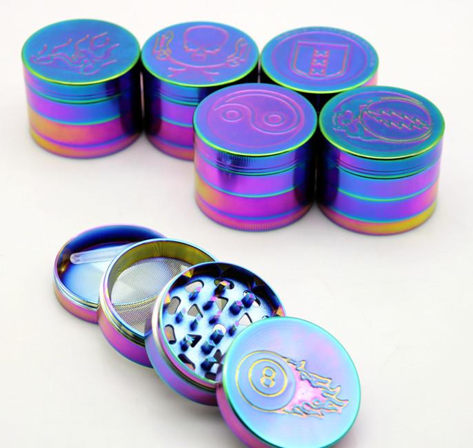 

New Colorful Ice Blue Four-layer Grinder Pattern Random Zinc Alloy Broken Cigarette Lighter