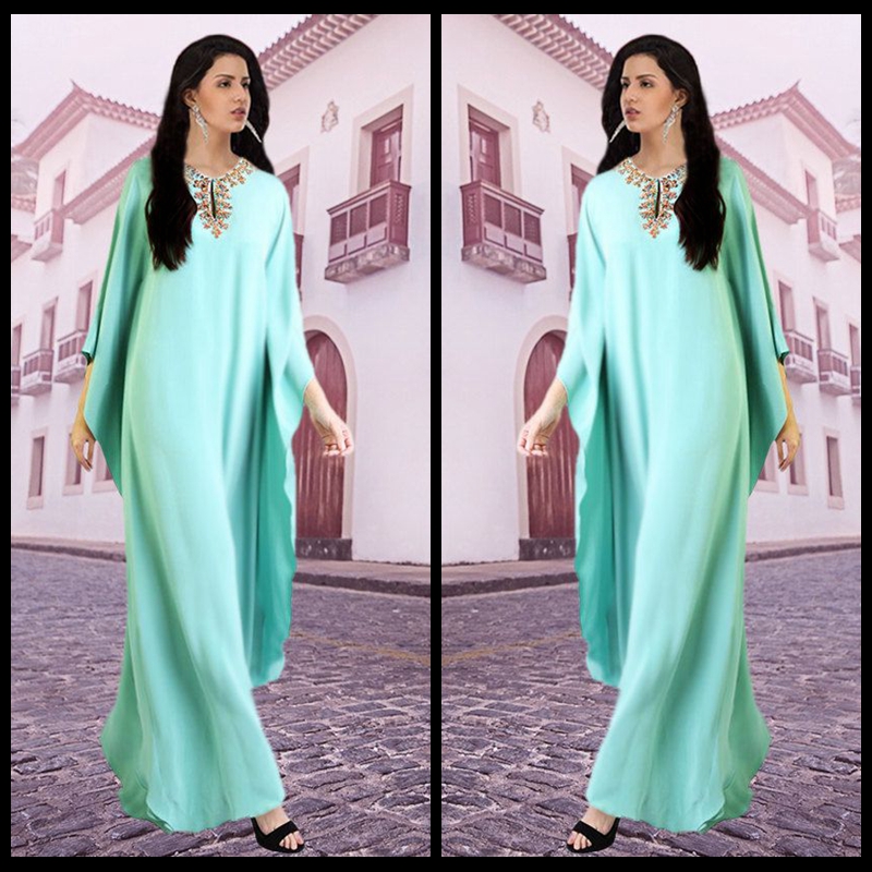 

Dubai Kaftans Evening Dresses Abaya Jalabiya Ladies Maxi Vestido De Festa Mint Beaded Prom Arabic formal For Party Gowns Long, White