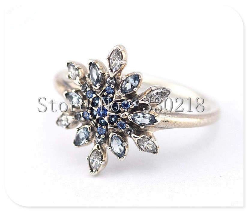 

925-sterling-silver Wedding Rings Compatible With Pandora Jewelry Romantic And Elegant Ice Snowflake 925 Sterling Silver Ring