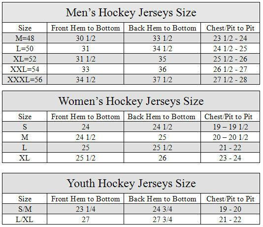 Youth Jersey Size Chart