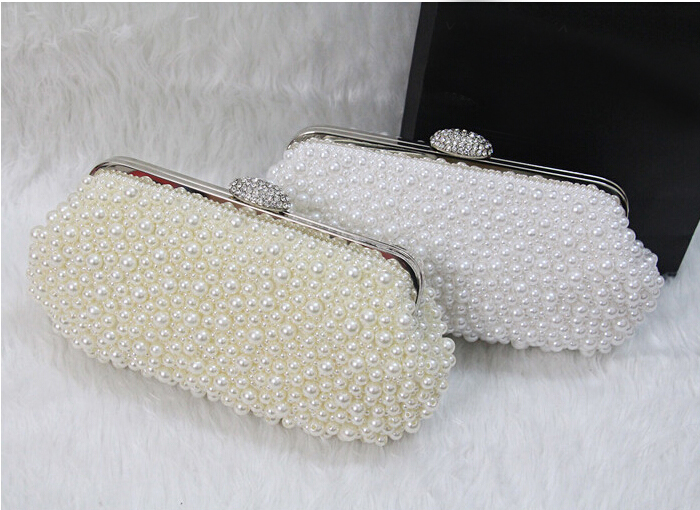 

Hot Style Fashion Beaded Women's Handbag Full Pearl Bridal Satin Party Clutch Woman Bags For Evening Wedding