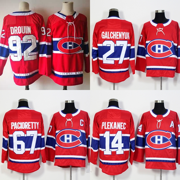 Vente chaude 2017 Nouvelle marque Hommes Canadiens de Montréal 14 Tomas Plekanec 27 Alex Galchenyuk 67 Max Pacioretty 92 Jonathan Drouin Maillots
