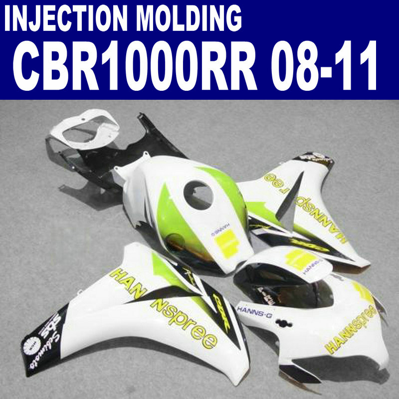 

Injection molding ABS motorcycle parts for HONDA fairings CBR1000RR 2008-2011 CBR1000 RR white yellow HANNSpree fairing kit 08 09 10 11 #U75, Same as picture