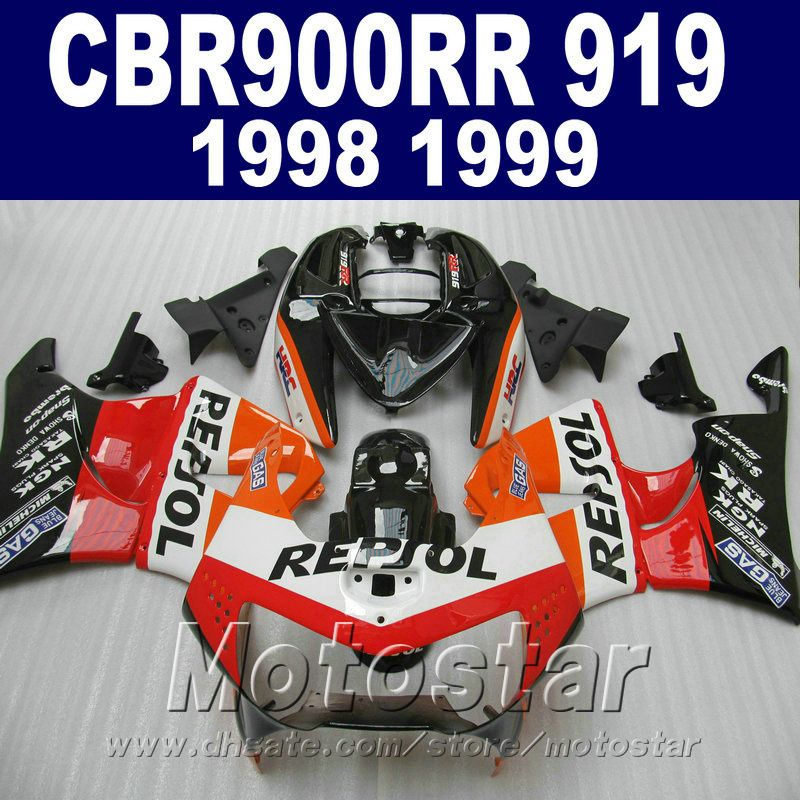 

Cheap motorcycle fairing kit for Honda CBR900RR 1998 1999 red black REPSOL bodywork fairings set CBR 900 RR CBR919 98 99 QD32, Same as the picture shows