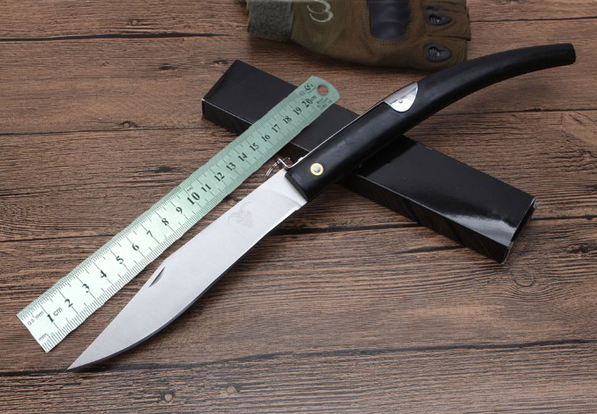 

Imitation ox horn handle large folding knife 440C blade 58HRC folding knife gift knife Christmas gift 1pcs freeshipping