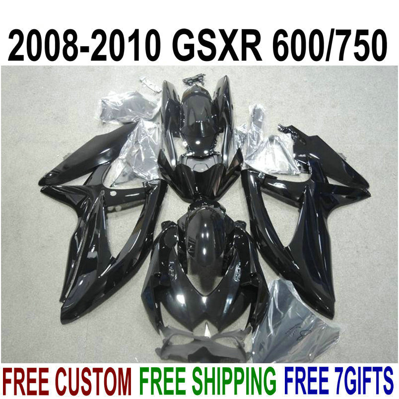 

High quality bodywork set for SUZUKI GSXR750 GSXR600 2008-2010 K8 fairings K9 GSX-R600/750 08 09 10 all glossy black fairing kit KS58, Same as the picture shows