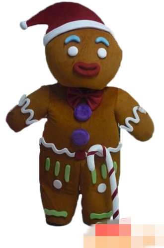 

Custom Christmas gingerbread Man mascot costume Adult Size free shipping, Brown