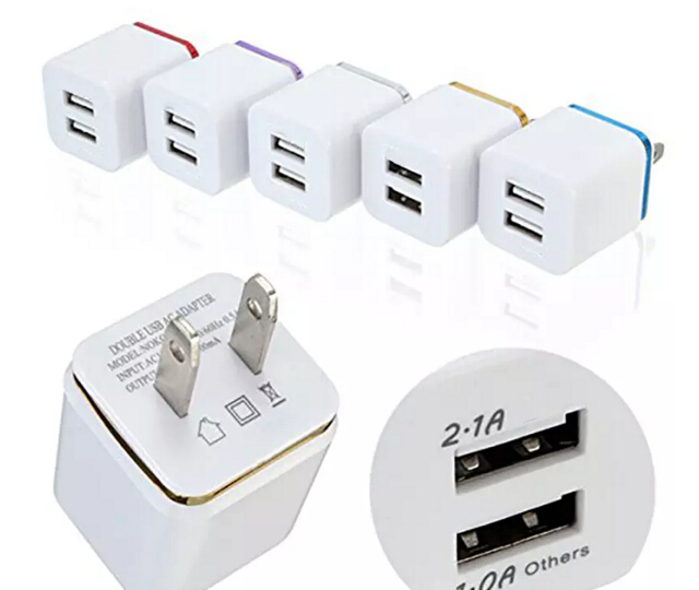 

Top Quality 5V 2.1+1A Double USB AC Travel US Wall Charger Plug Dual Charger For Samsung Galaxy HTC Smart Phone Adapter