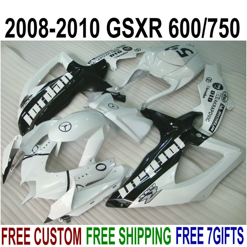

High quality ABS fairing kit for SUZUKI GSXR750 GSXR600 2008-2010 K8 K9 white black fairings set GSXR600/750 08 09 10 FA3, Multi-color