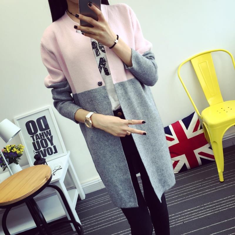

Wholesale- New 2017 Spring Autumn Fashion female Korean women jacket sweater coat color in female long sweater cardigan, See chart