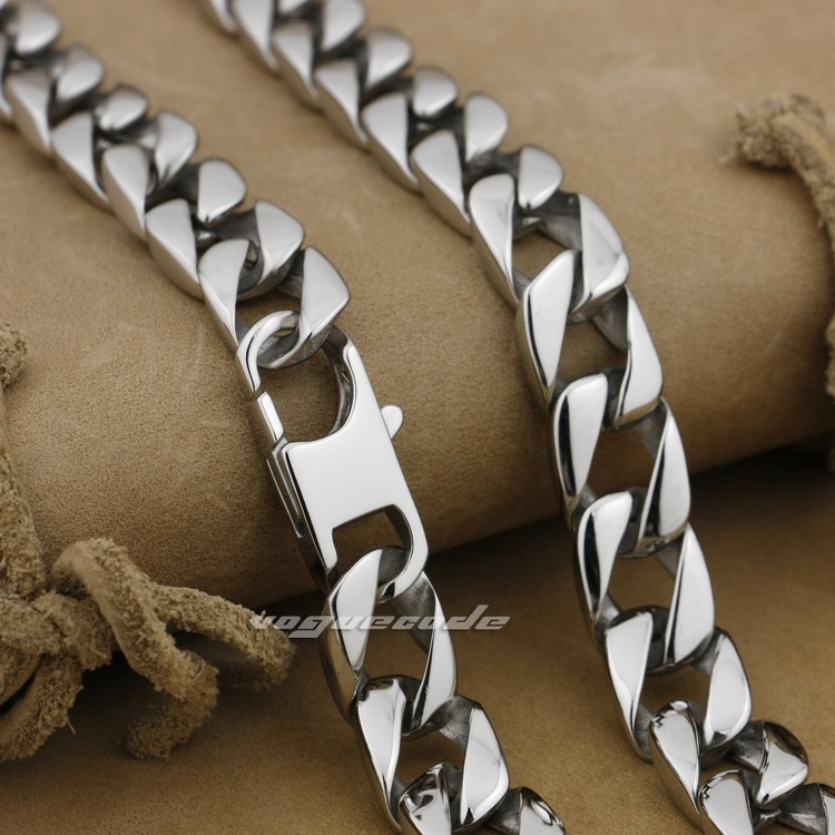 

18" ~ 36" 316L Stainless Steel Mens Necklace Diamond Curb Cuban Chain 5A002N