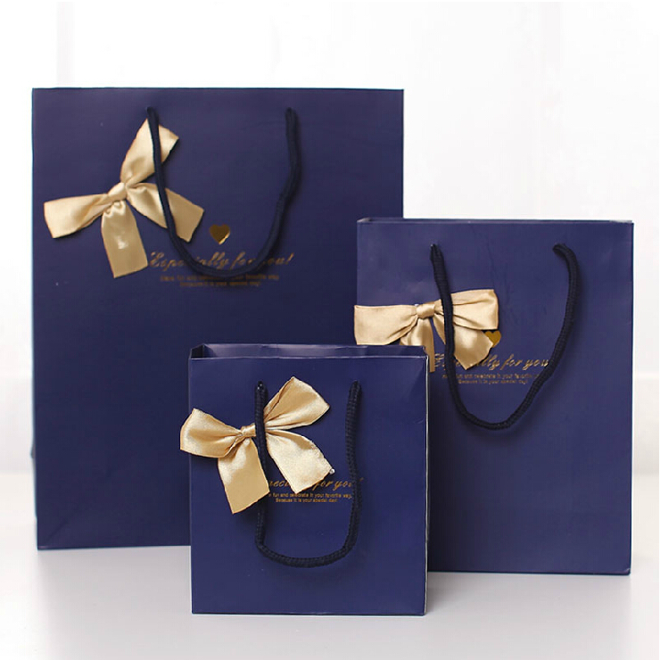 

17*22*7cm Noble Quality Bowknot Paper Gift Bag Business Gift Favors Wrapping Bag Festive Gift Package Party Supplies 20pcs/lot WS084