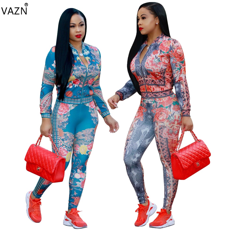 

VAZN Top Quality New 2018 Print Jumpsuit Full Sleeve Long Jumpsuit O-Neck Sexy Bodycon Jumpsuit -3XL SMR8780 q1118, Red