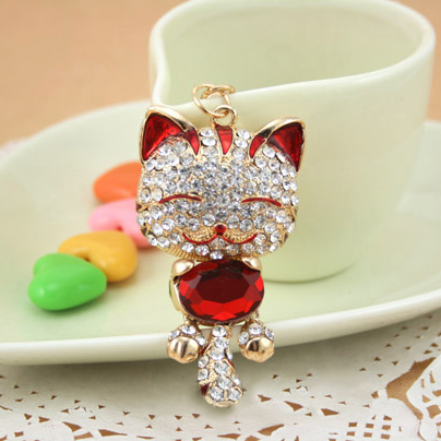 

Fashion Key ring holder,Fortune Cat Keychain,Purse/handbag Charms, women Gift Real Gold Plated Alloy Keyring,free shipping