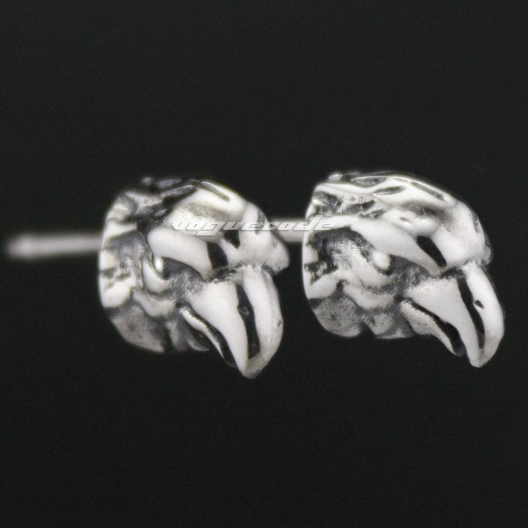 

Solid 925 Sterling Silver Eagle Griffin Mens Biker Rocker Stud Earring 8M014