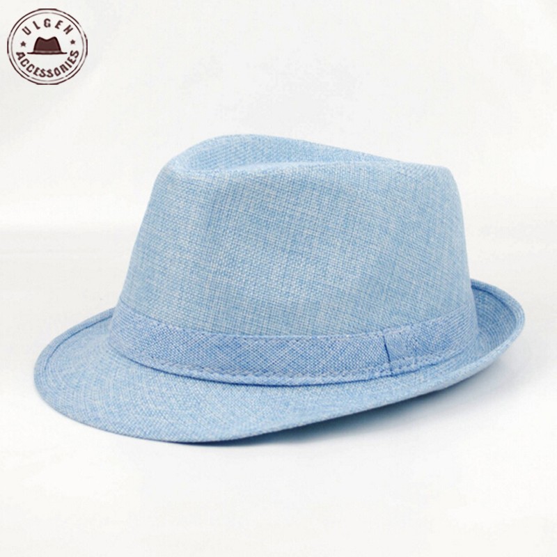 

Wholesale-Men's Fedora Hat Summer Jazz Fedoras Hat For Men /classic linen fedora hat Wholesale [HUB154g], Black