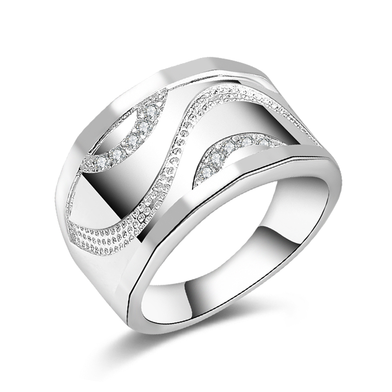 

Free Shipping New 925 Sterling Silver fashion jewelry Trend Men Czech drill ring hot sell girl gift 1484