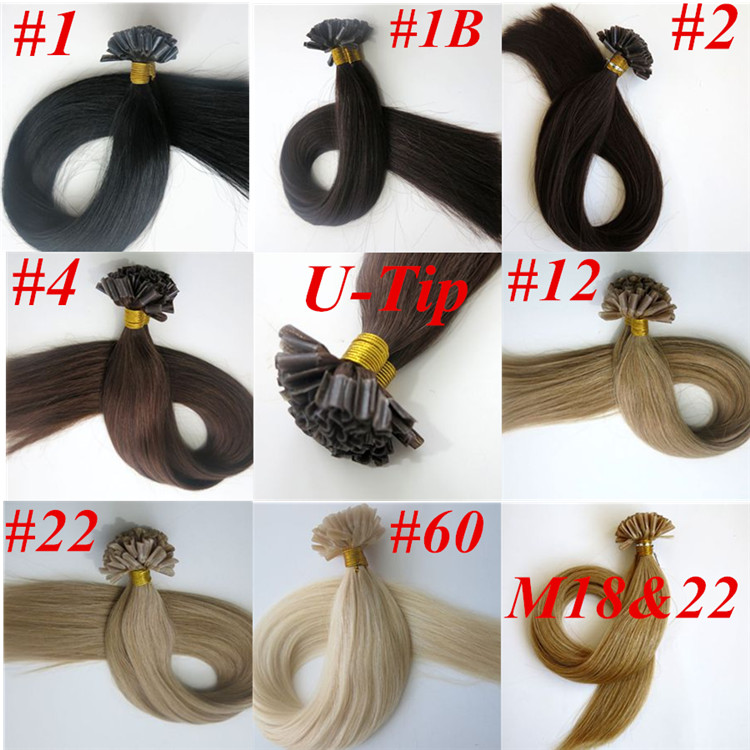 

100g 100Strands Pre bonded nail u tip Human hair extensions 18 20 22 24inch Straight Brazilian Indian hair extension