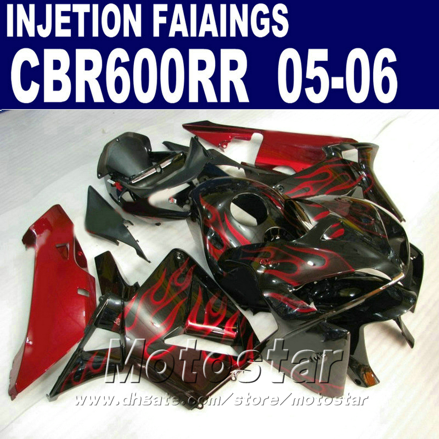 

Red flame fairing kit! Injection Molding for HONDA CBR 600 RR fairing 2005 2006 cbr600rr 05 06 cbr 600rr custom fairing HXE4, Same as picture