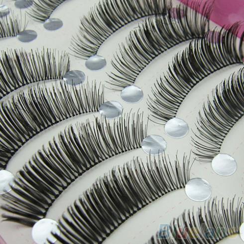 

Wholesale-Latest 10 Pairs Natural Long Thick False Eyelashes Beauty Makeup Eye Lashes Extension