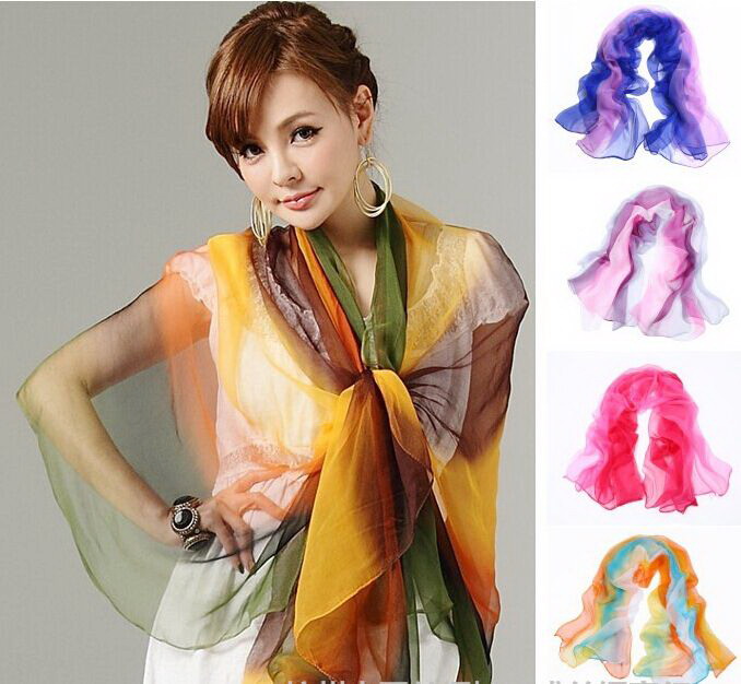 

Gorgeous new arrival silk scarf wnew arrival Gradient color silk scarf wrap shawl wholesale Retails womens 17colors 180*100cm #3779