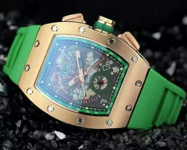 

High Quality Luxury Rose Gold Transparent Mens Mechanical Watch Felipe Massa Flyback Rubber Men Automatic Wristwatches, Black