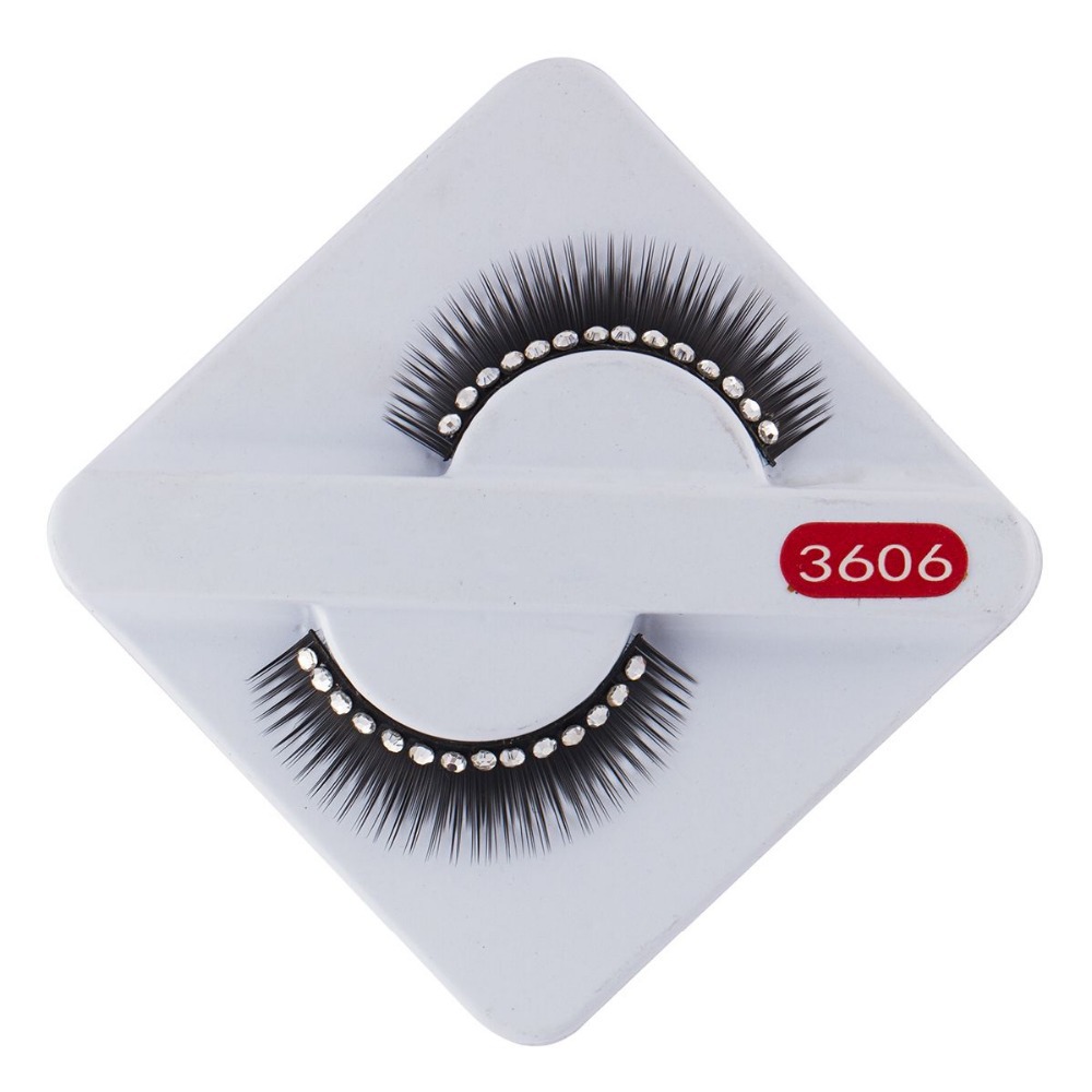 Wholesale-High Quality Regular Long Thick Rhinestone Fake Eyelash False Eyelashes Free Shipping Wholesale No Glue Women Eye Makeup Party-image-264672305