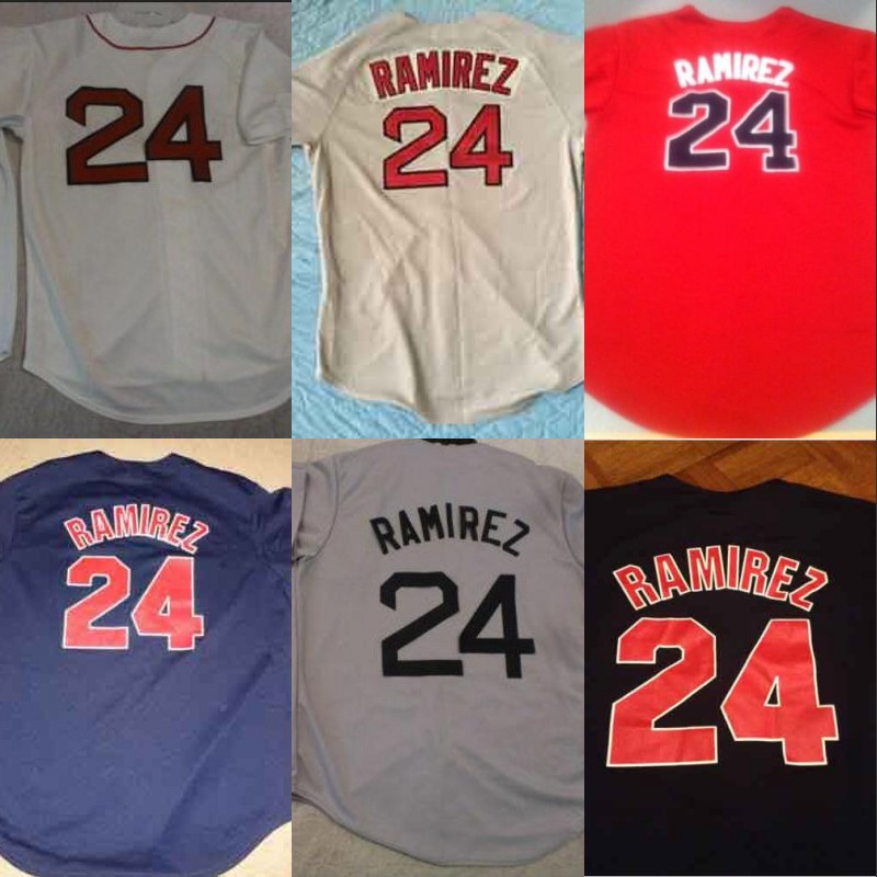 

Boston 2007 WS Jersey 24 Manny Ramirez 3 David Ross 15 Dustin Pedroia 18 Shane Victorino 34 David Ortiz Baseball Jerseys, 24 navy blue 1