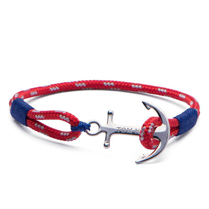 

Tom Hope bracelet 4 size Arctic Blue thread red rope chains stainless steel anchor charms bangle with box and tag TH9