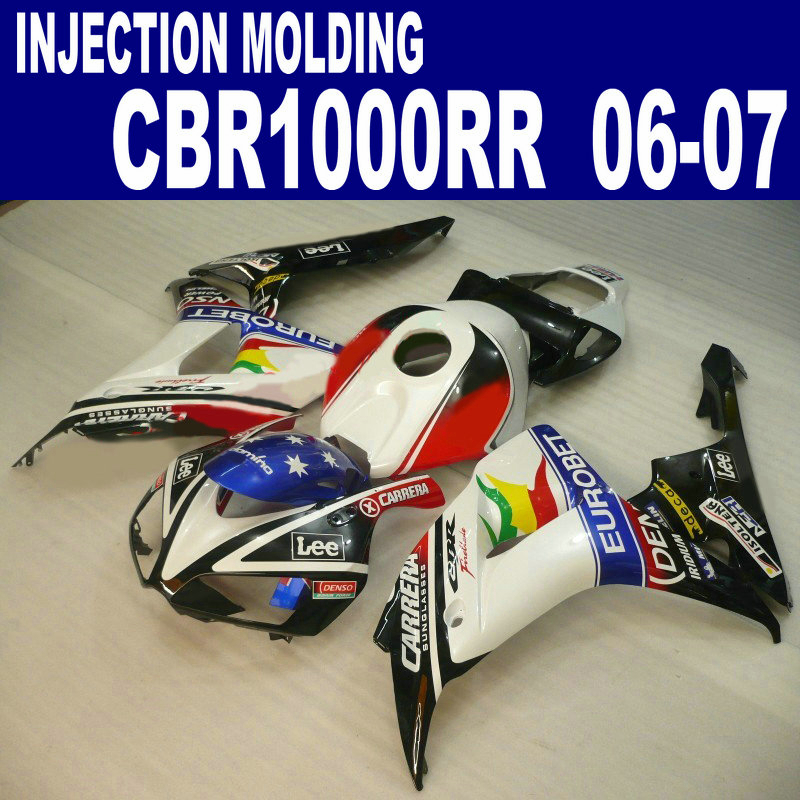 

Injection molding ABS full fairing kit for HONDA 2006 2007 CBR1000RR 06 07 bodywork CBR 1000 RR black red white fairings set AQ65, Same as the picture shows