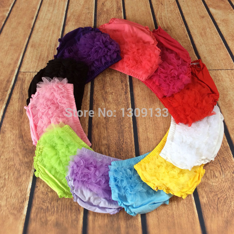 

Wholesale-11 Colors Super Soft Chiffon Ruffle Bloomer Diaper Cover Chiffon Bloomer Baby Girl Ruffle Bloomers Frilly Bloomers, Black