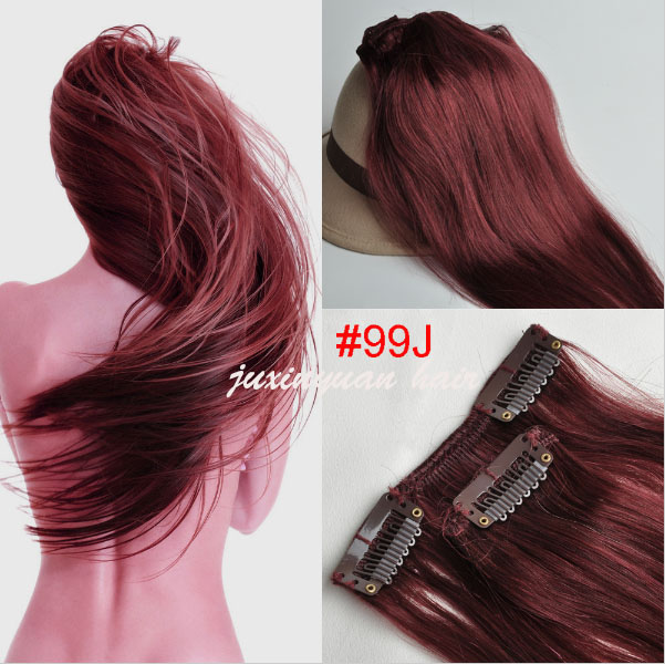 

7A - 220g/pc 10pc/set 100% real human hair/brazilian hair clips in extensions real straight full head high quality, 4# medium brown