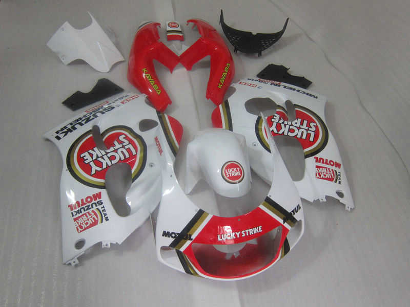

High quality fairing kit for SUZUKI GSXR600 GSXR750 1996-2000 GSX-R600/750 96 97 98 99 00 red white LUCKY STRIKE fairings set GB8, Same as picture