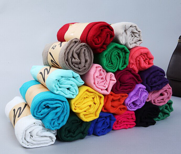 

girl women solid plain cotton linen feeling polyster Scarf Scarves Stole Neckerchief 20 colors 180*90cm 11pcs/lot #3982