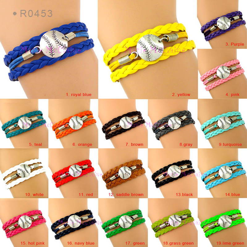 

Baseball Bracelet Softball Bracelet Baseball Major League Baseball Team Softball Team Wax Cord Leather Bracelet - Customizable