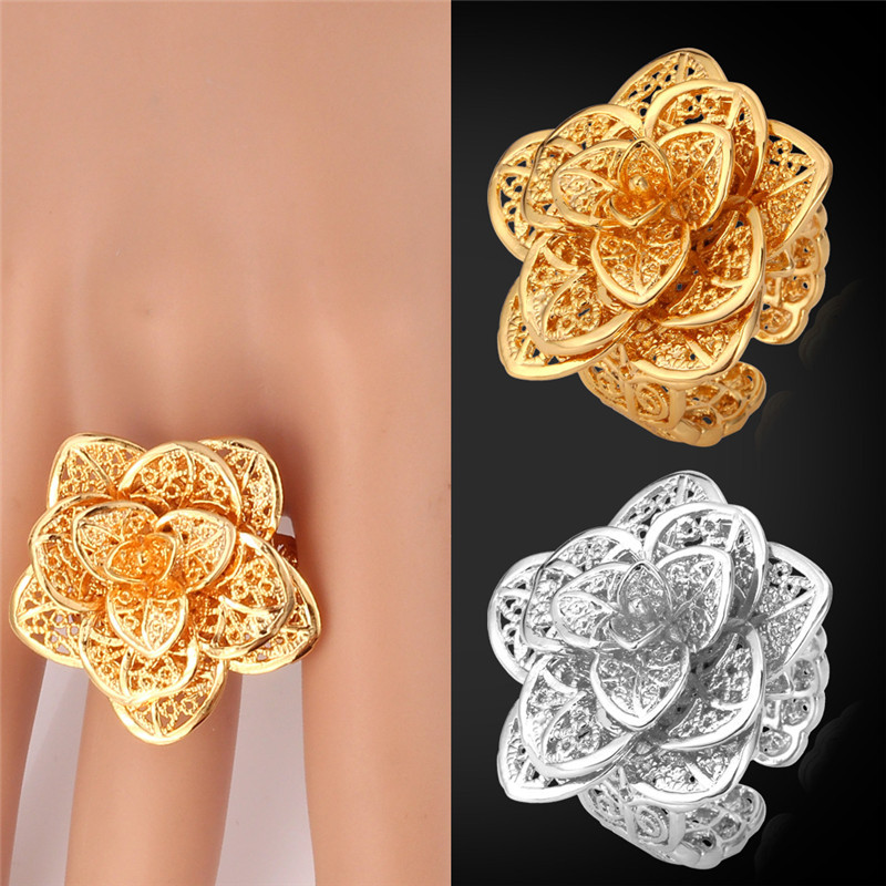 

Flower Rings for Women 18K Real Gold / Platinum Plated 2015 Fashion Jewelry with Gift Box Free Shipping High Quality Ring R101
