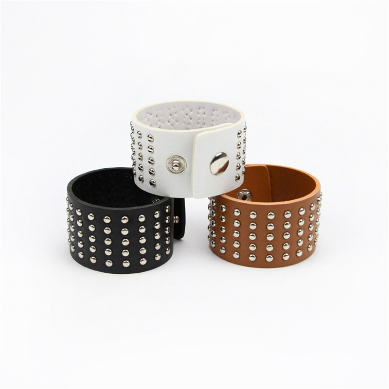 

Wholesale-2016 New Fashion Leather Bracelet Punk style Rivet Bracelet Free shipping bracelet women