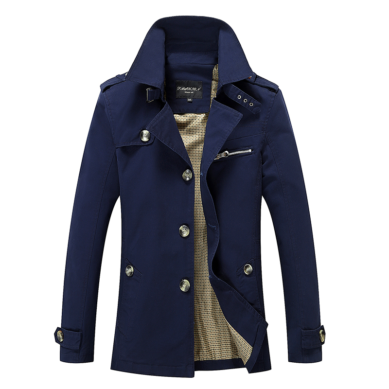 

Wholesale- Men Trench Coats 2017 New Arrival Business & European Style Slim Fit High Quality Wind Coat Autumn Mens Trench Army Jackets 5XL, Black