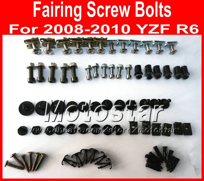 

New professional Motorcycle Fairing screw bolts set for YAMAHA 2008 2009 2010 YZFR6 YZF R6 08 09 10 black aftermarket fairings bolt screws