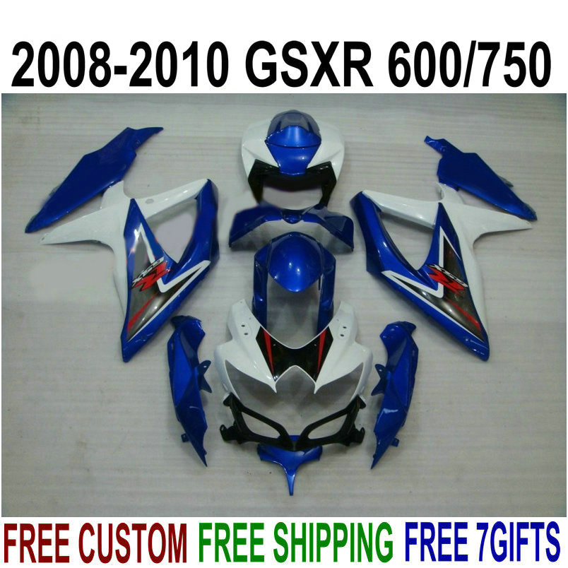 

Hot sale fairing kit for SUZUKI GSXR750 GSXR600 2008 2009 2010 K8 K9 GSX-R600/750 08-10 white black blue fairings set R56P, Same as the picture shows