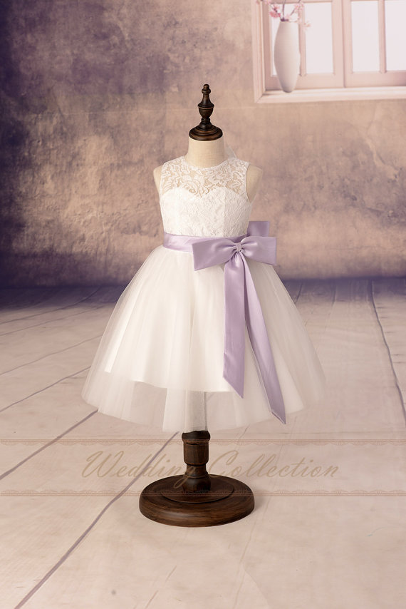 

2020 NEW HOT Lace Flower Girl Dresses Tulle Flower Girls Dress With Lilac Sash and Bow High Quality High Quality Dress Birthday Dress Party, Hunter