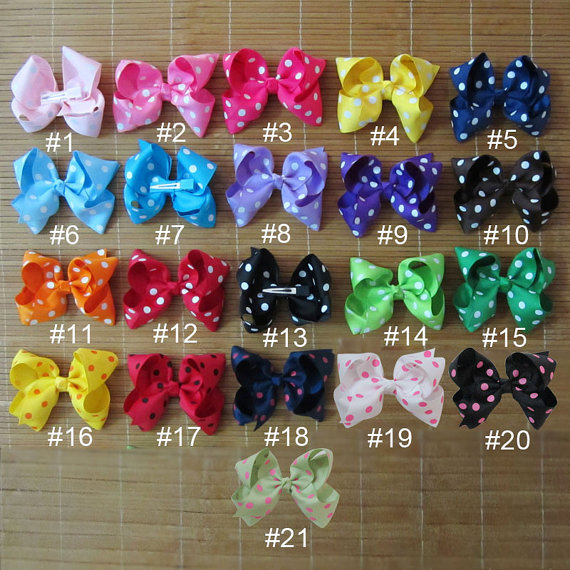 

50 pcs 4 inch infant hair bows girls hair bow boutique hair bows, tollder infant hairbows 21 dots colors to choose, you pick colors, Mix colors