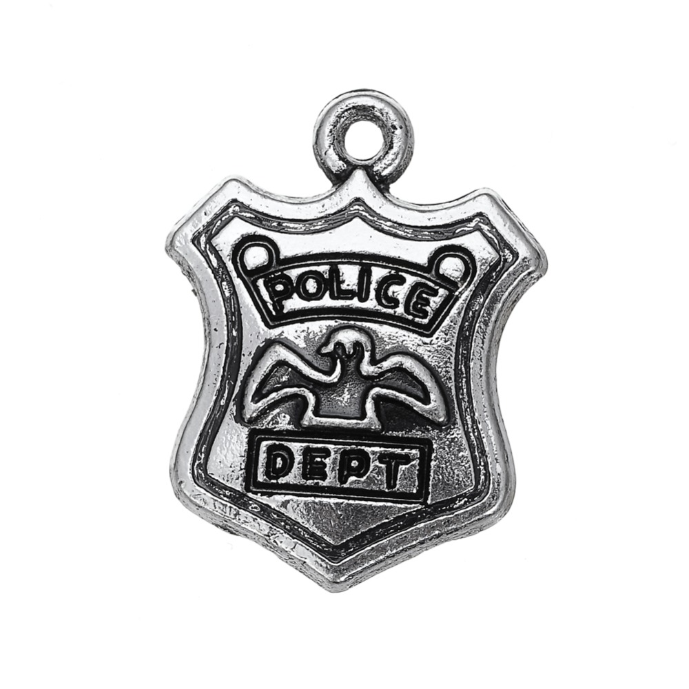 Livraison gratuite nouvelle mode facile à bricoler 20pcs police département vintage métal charme bijoux faisant la forme pour collier ou bracelet