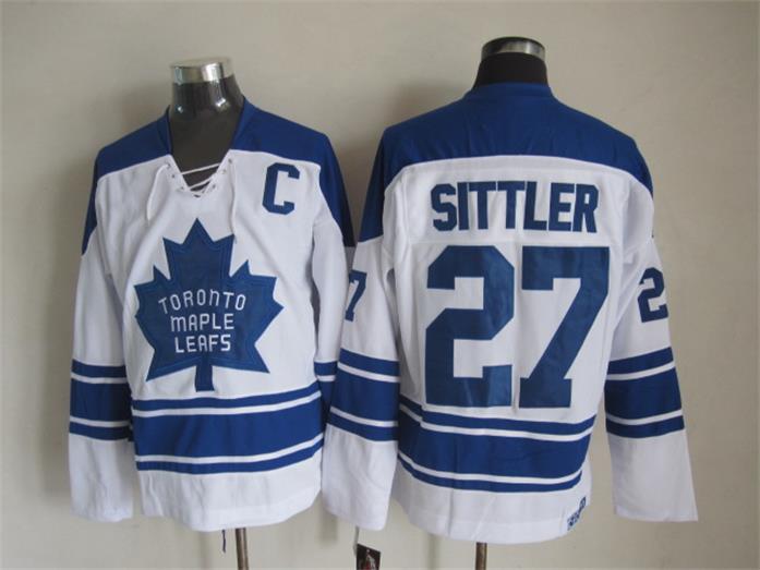 

Top Quality 1967 Men Toronto Maple Leafs Ice Hockey Jerseys 27 DARRYL SITTLER Retro Vintage CCM Authentic Stitched Jerseys Mix Order, White
