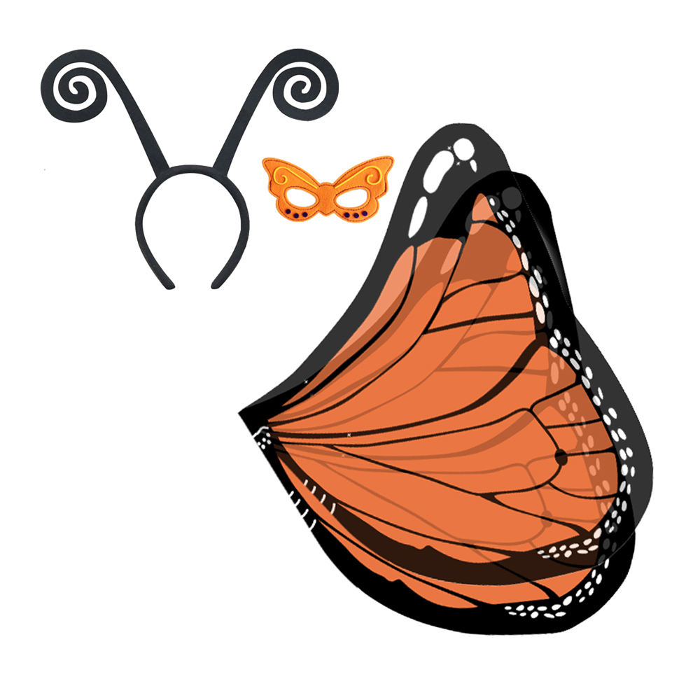 

2018 hot Dreamy Dress-ups Fanciful Fabric Wings -Monarch Butterfly cospolay, Orange